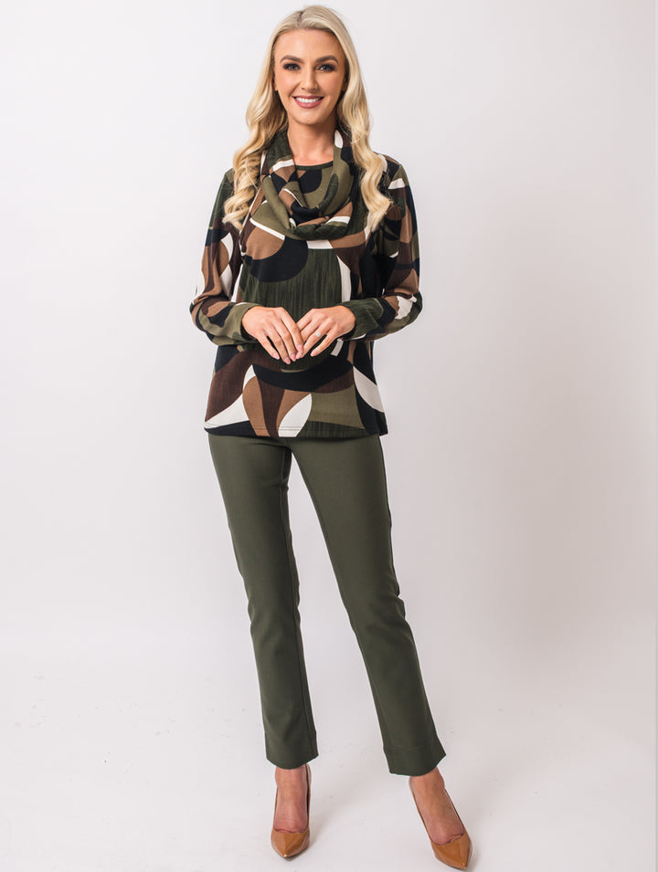 Scarf Jumper - Olive Multi