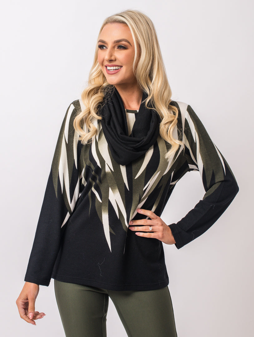 Scarf Jumper - Olive