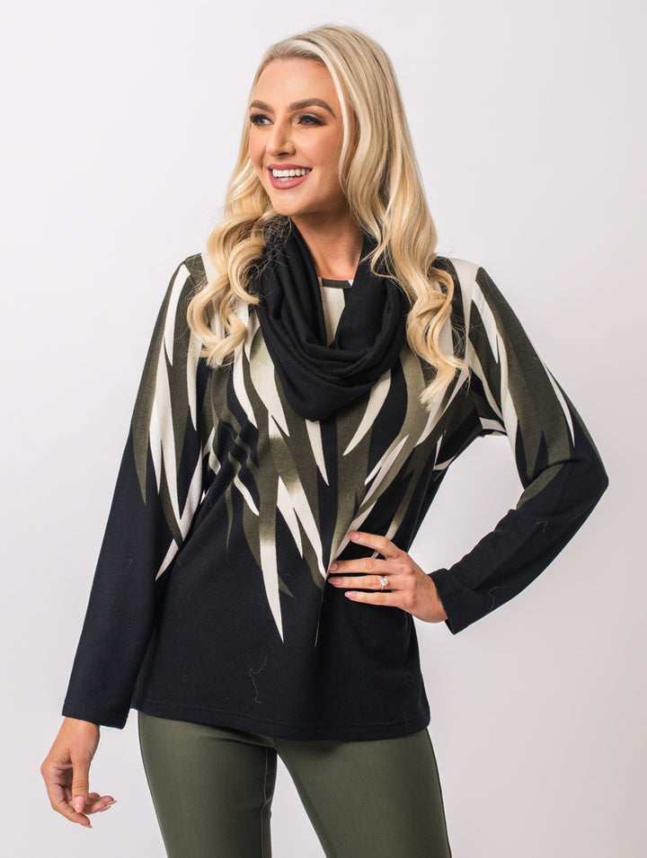 Scarf Jumper - Olive