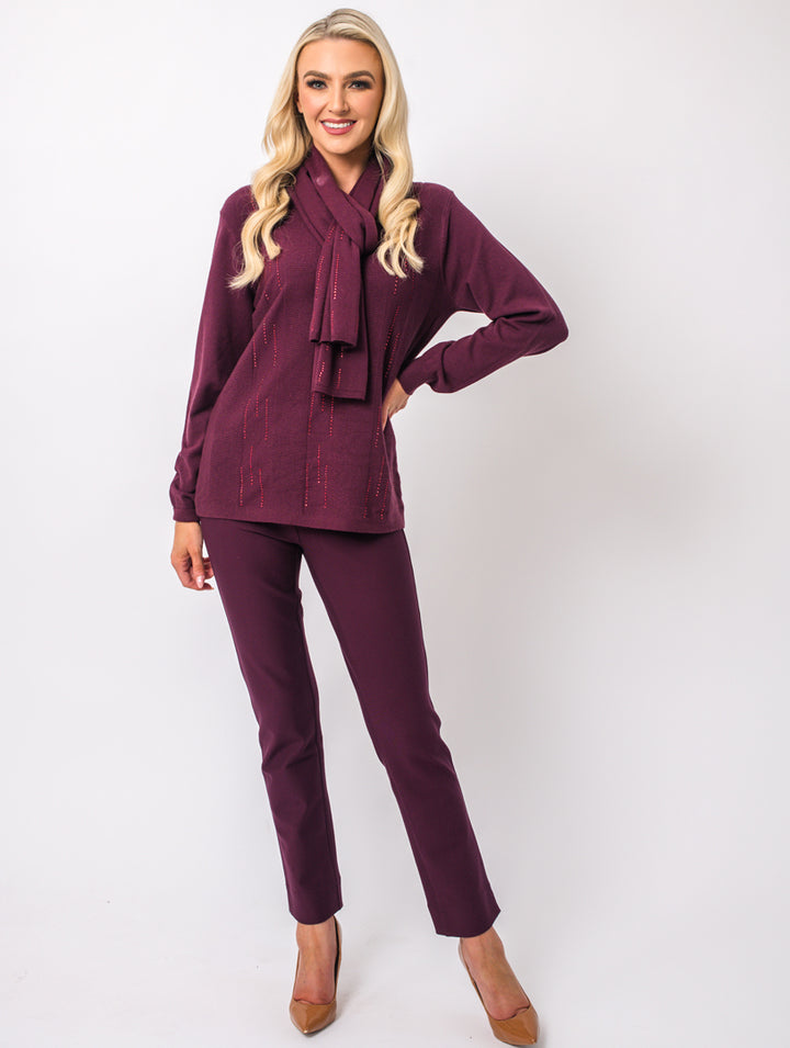 Diamonte Scarf Knit - Wine