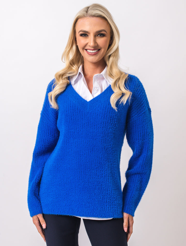 V Neck Knit - Royal