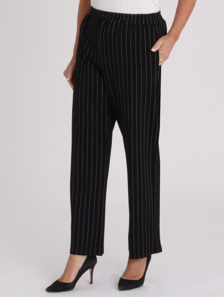 27" Pinstripe Molly Trousers - Black