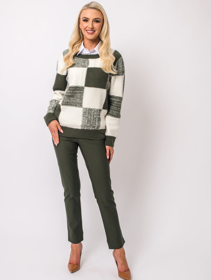 Squares Jumper - Olive