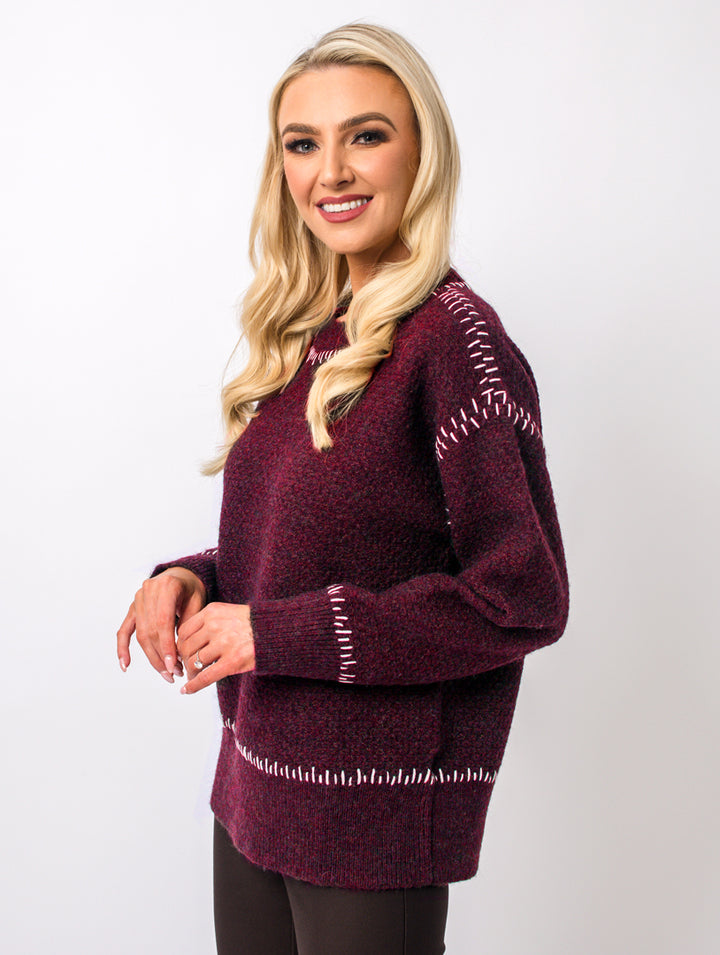 Stitch Detail Knit - Wine