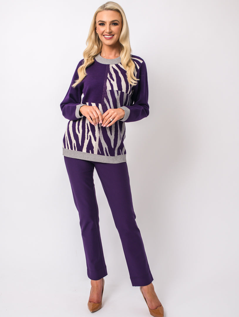 Contrast Knit - Damson Multi