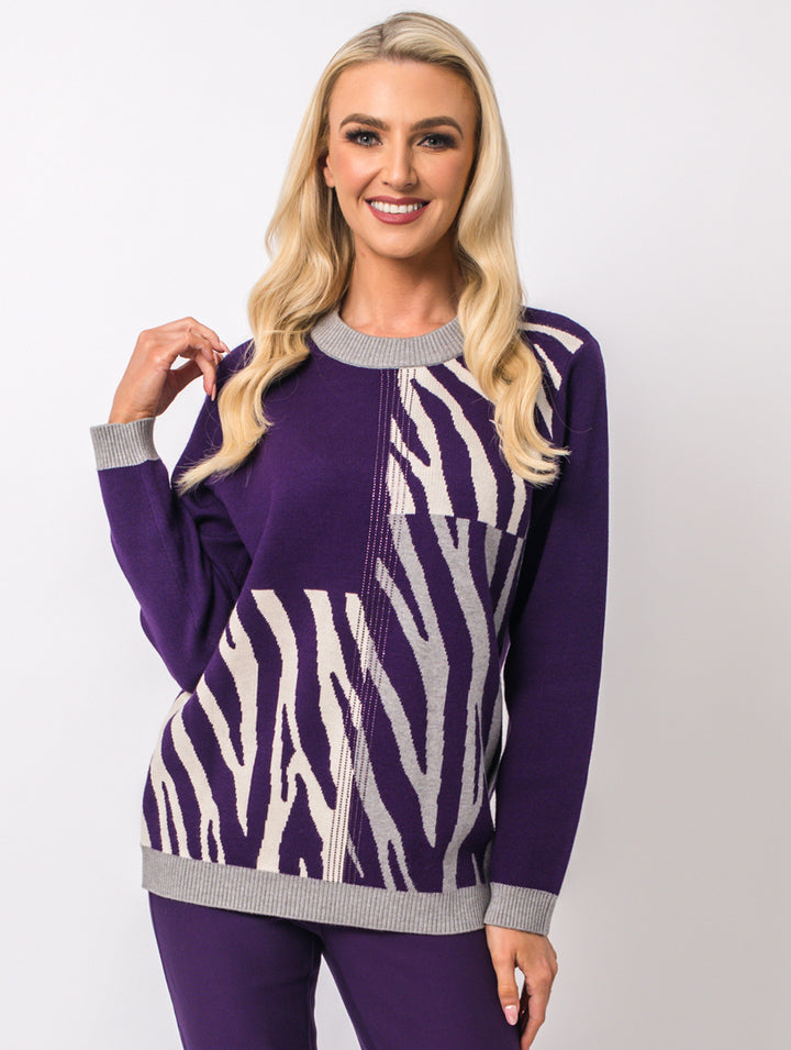 Contrast Knit - Damson Multi