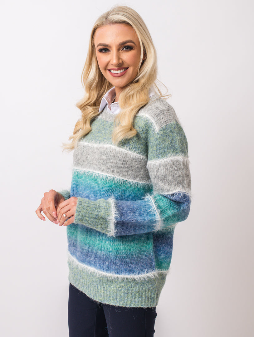Fluffy Jumper - Blue Multi
