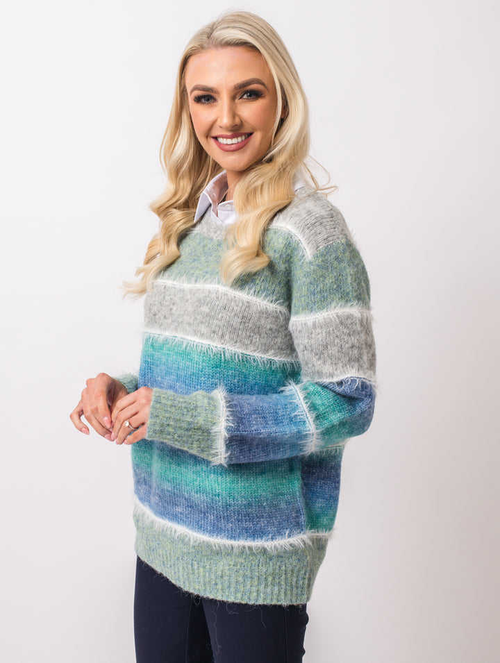 Fluffy Jumper - Blue Multi