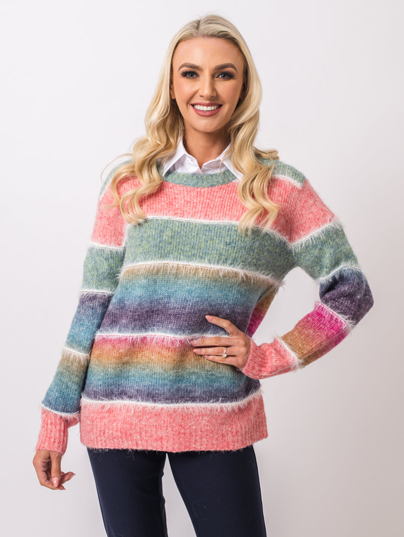 Fluffy Jumper - Pink Multi
