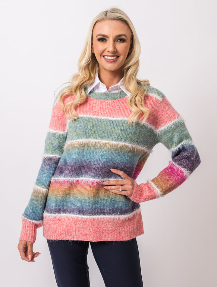 Fluffy Jumper - Pink Multi
