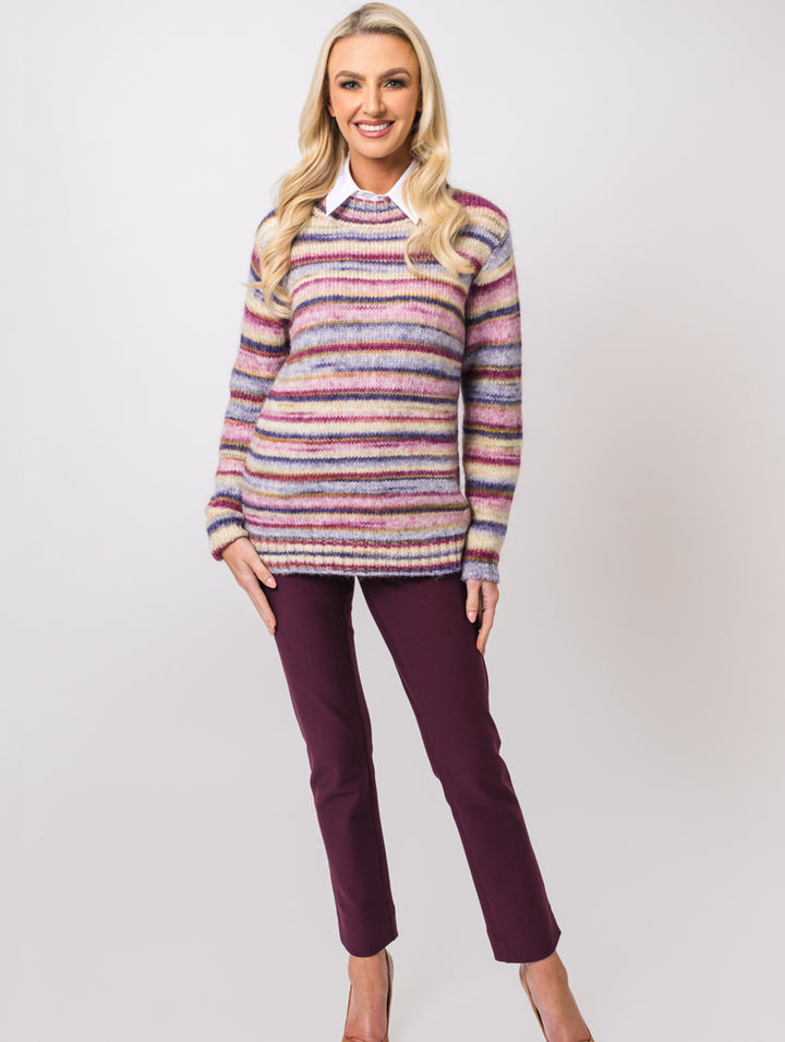 Stripe Knit - Wine Multi