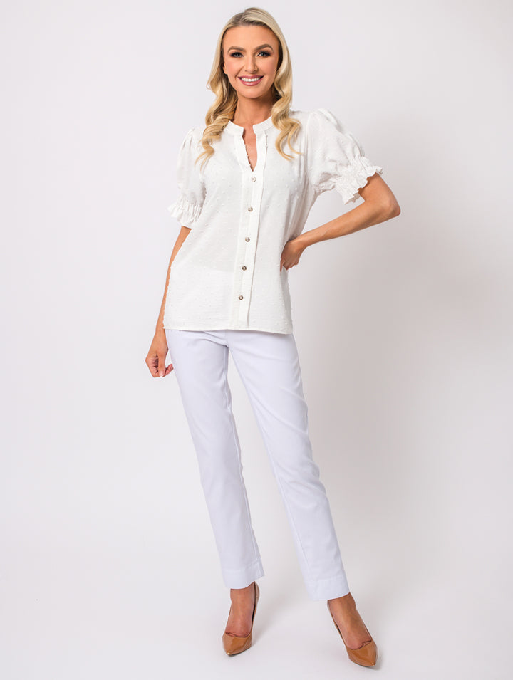 Frill Sleeve Top - Ivory