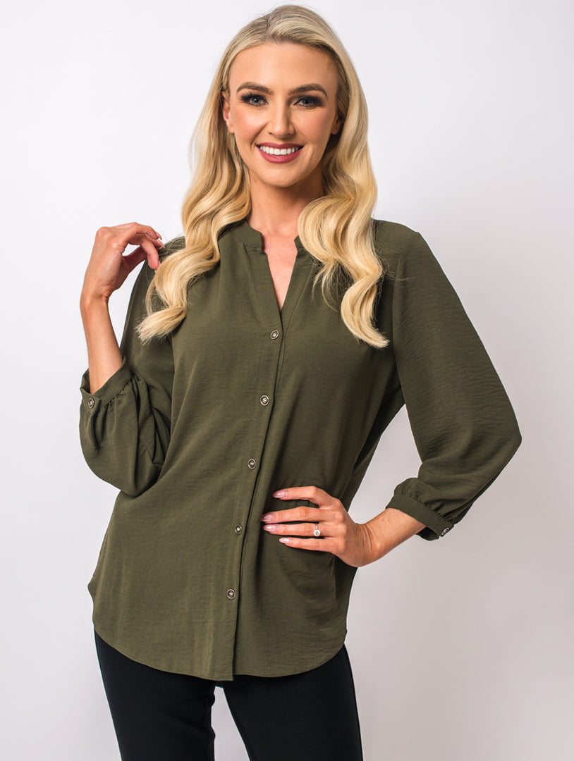 3/4 Sleeve Blouse - Khaki