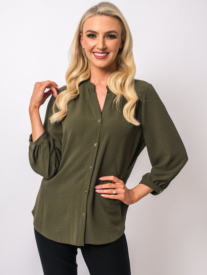 3/4 Sleeve Blouse - Khaki