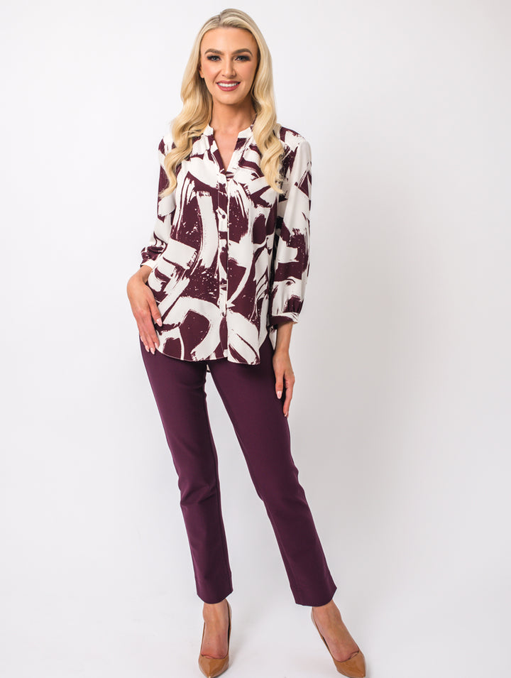 Print Blouse - Wine