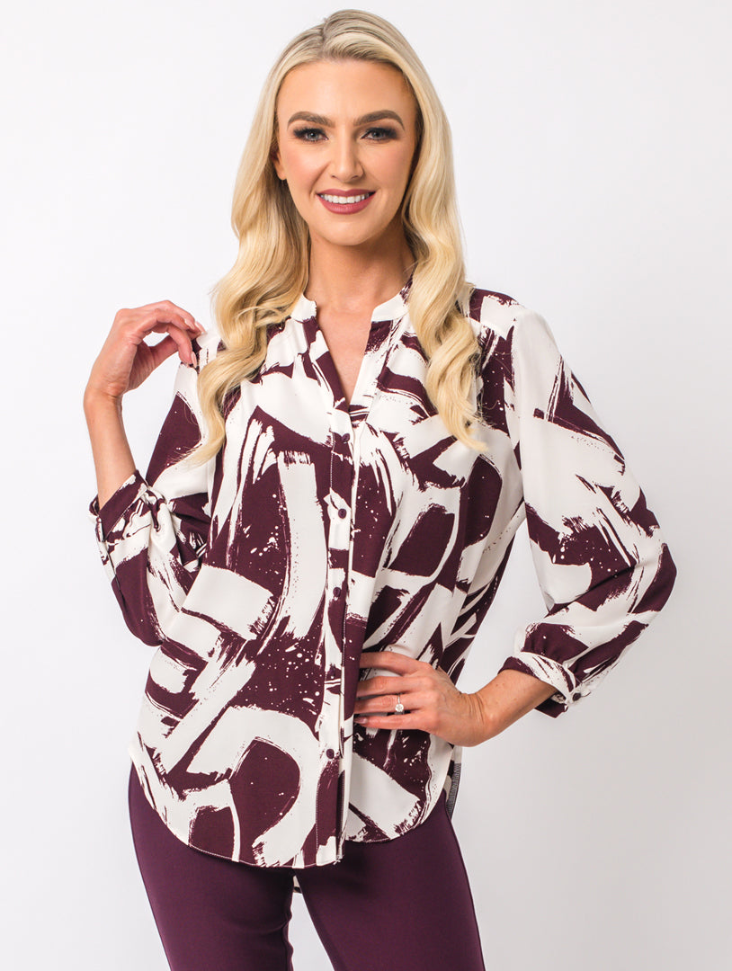 Print Blouse - Wine