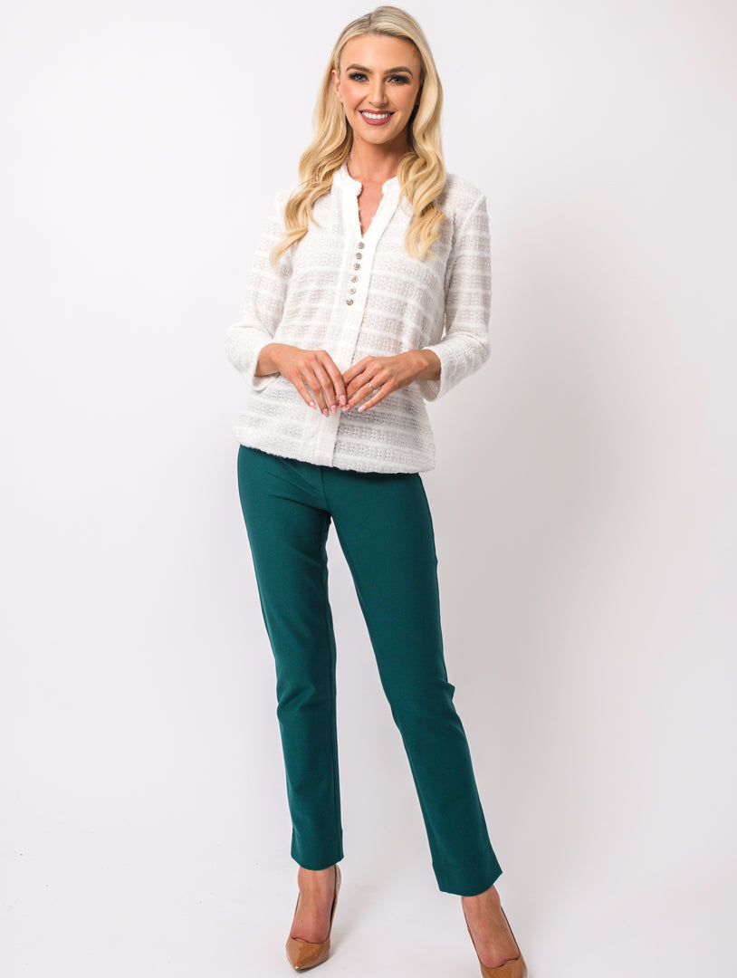 Stand Collar Top - White