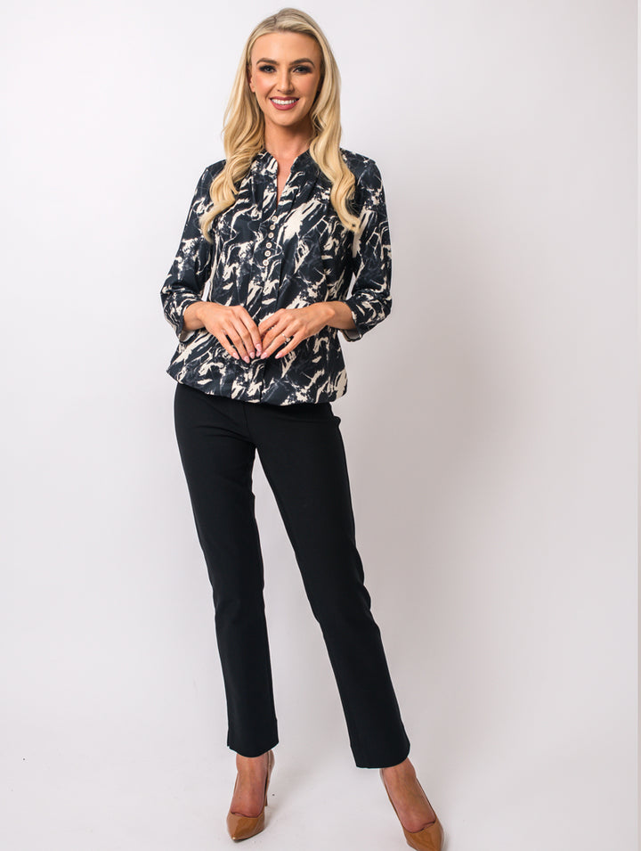 Stand Collar Blouse - Black