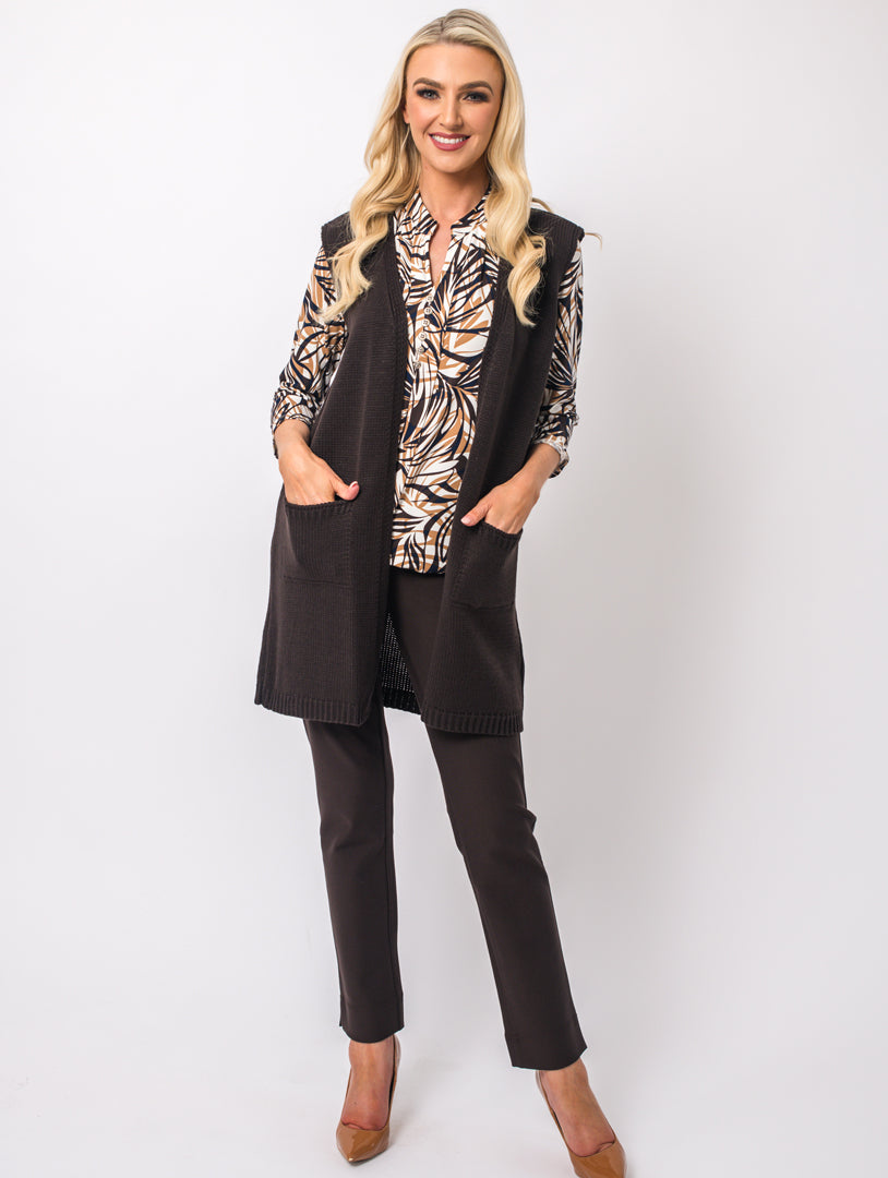 Stand Collar Top - Choc