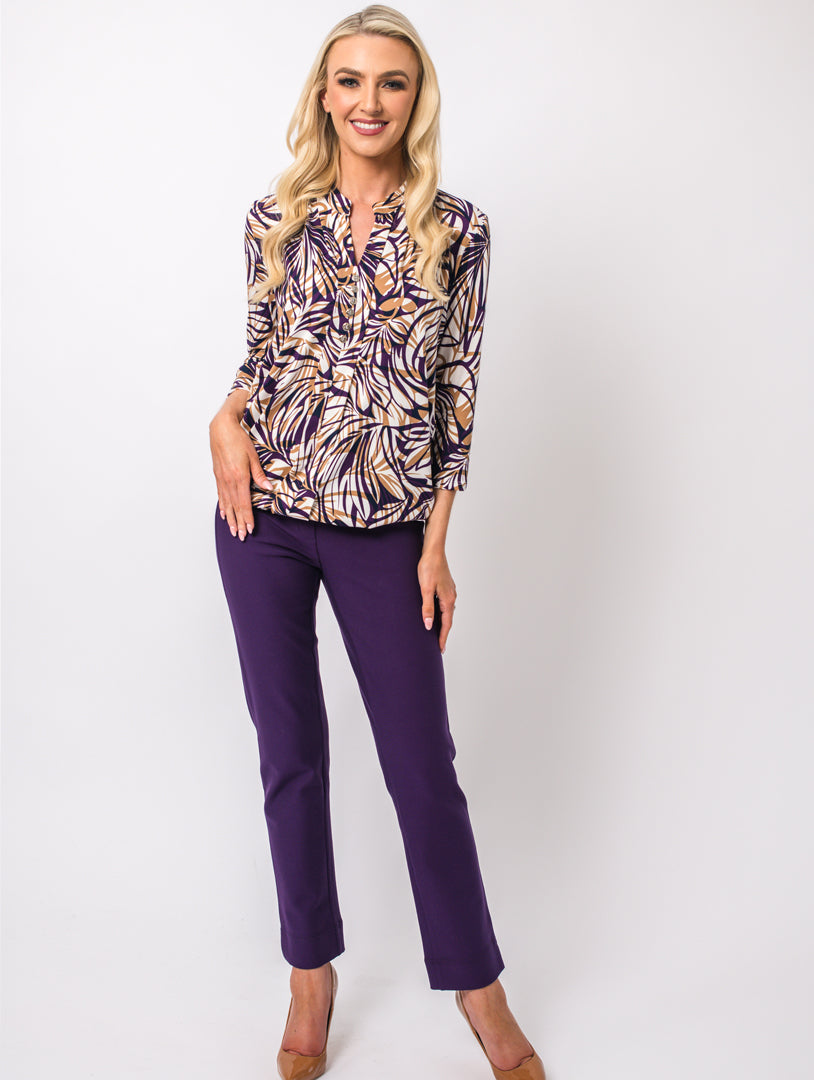 Stand Collar Top - Damson