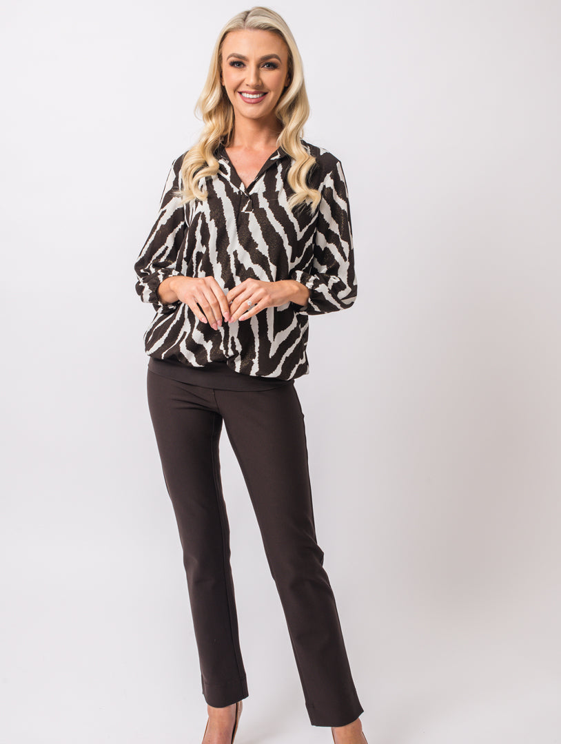 Print Foil Top - Chocolate