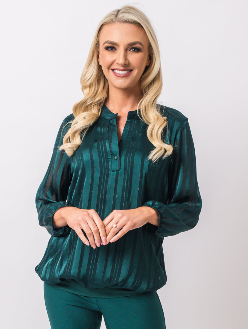 Satin Lurex Top - Teal
