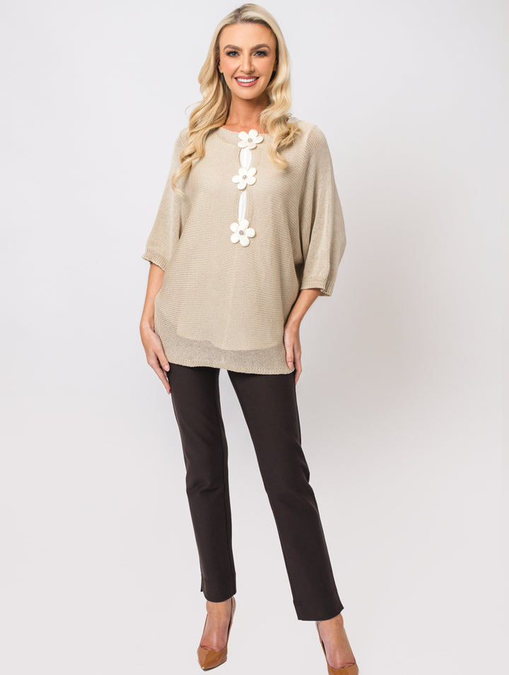 Flower Back Top - Ivory