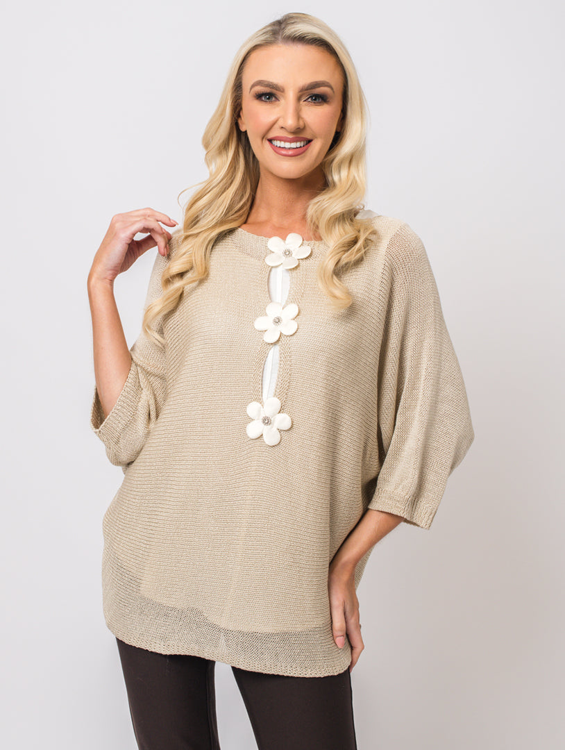 Flower Back Top - Ivory