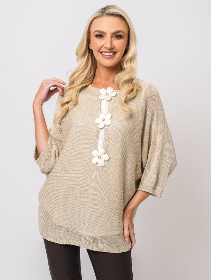 Flower Back Top - Ivory