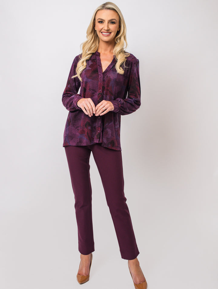 Stand Collar Top - Burgundy