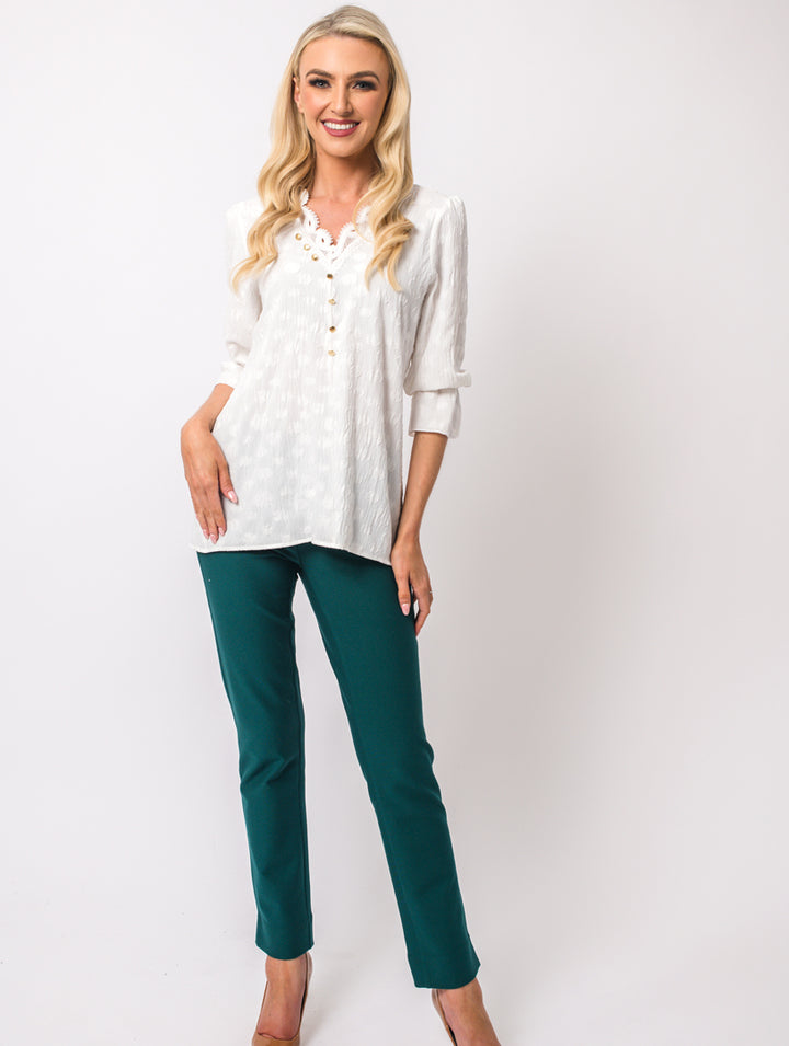 V Lace Blouse - Ivory