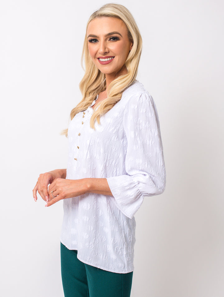 V Lace Blouse - Optic White