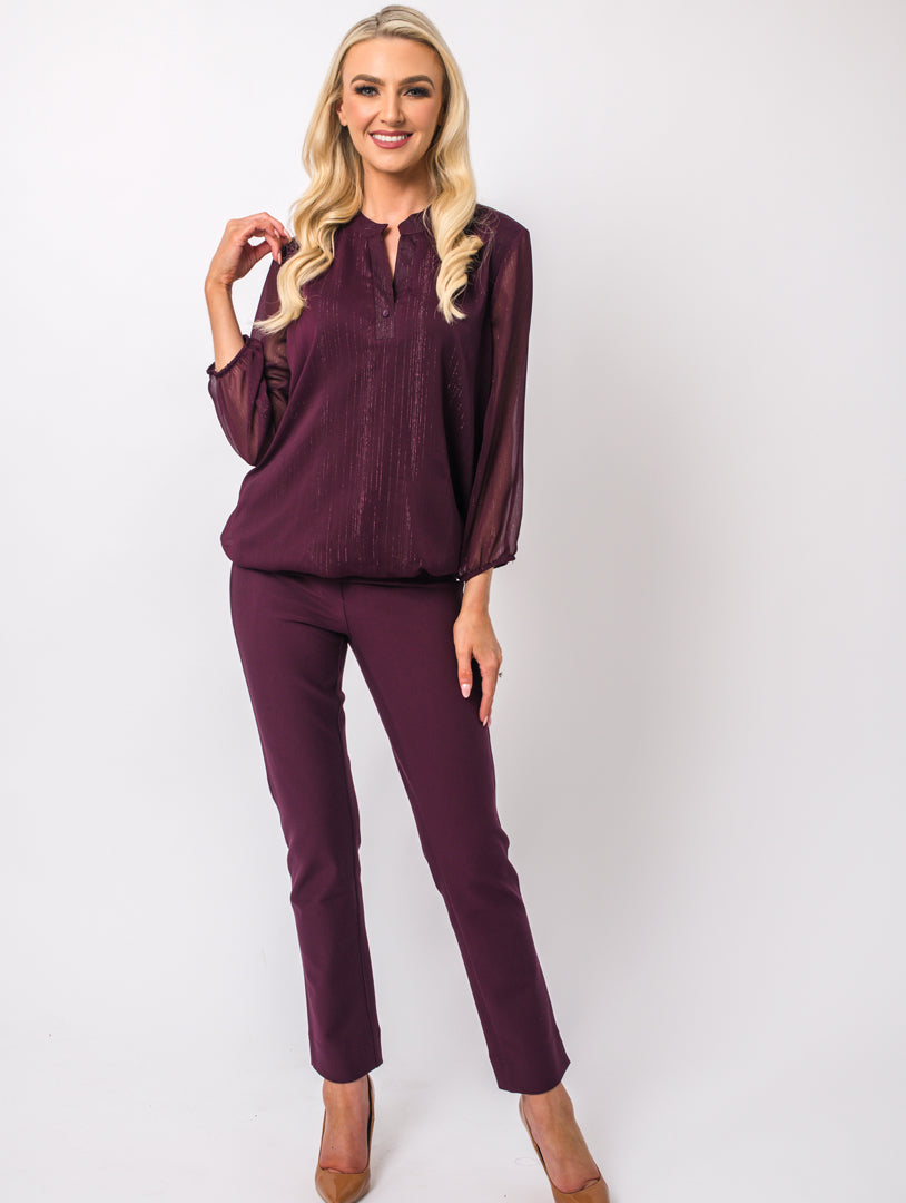 Lined Blouse - Wine