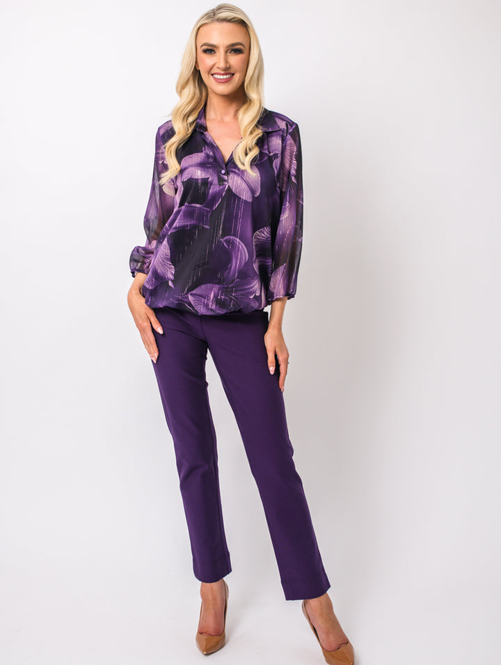 Revere Lined Blouse - Purple