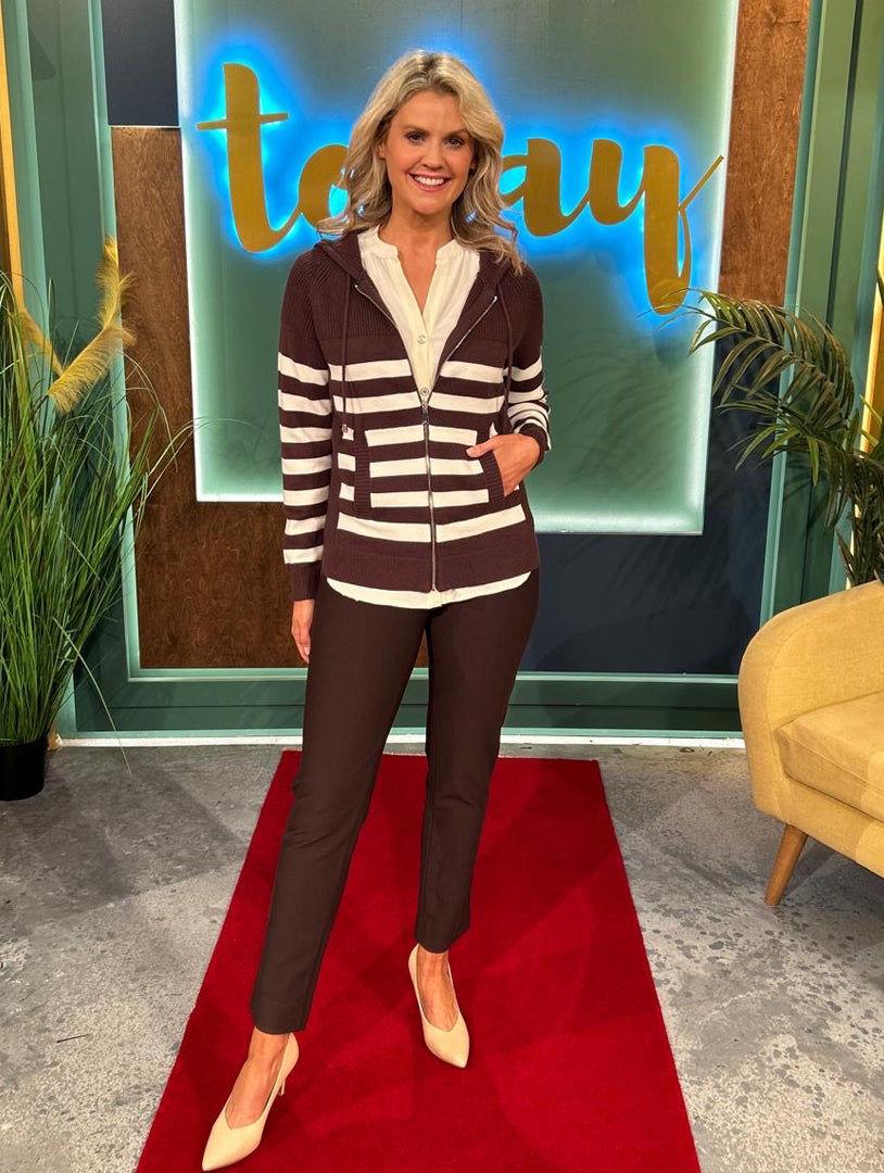 Striped Zip Knit - Chocolate
