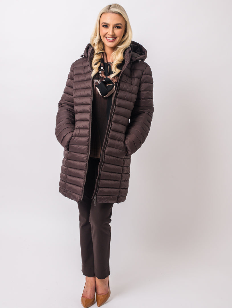 Luxury Hooded Coat - Chocolate