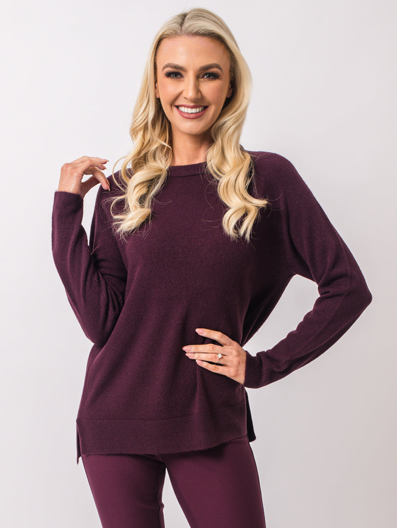Crew Neck Knit - Wine