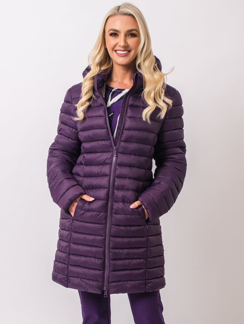 Luxury Hooded Coat - Damson