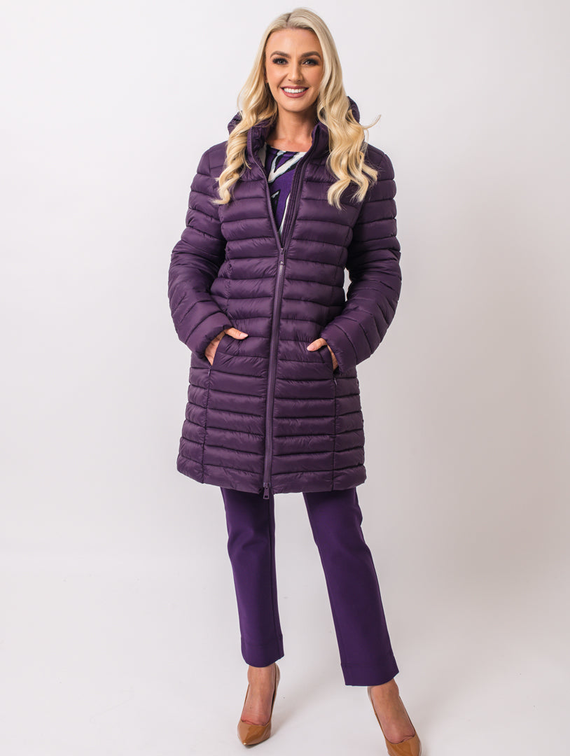 Luxury Hooded Coat - Damson