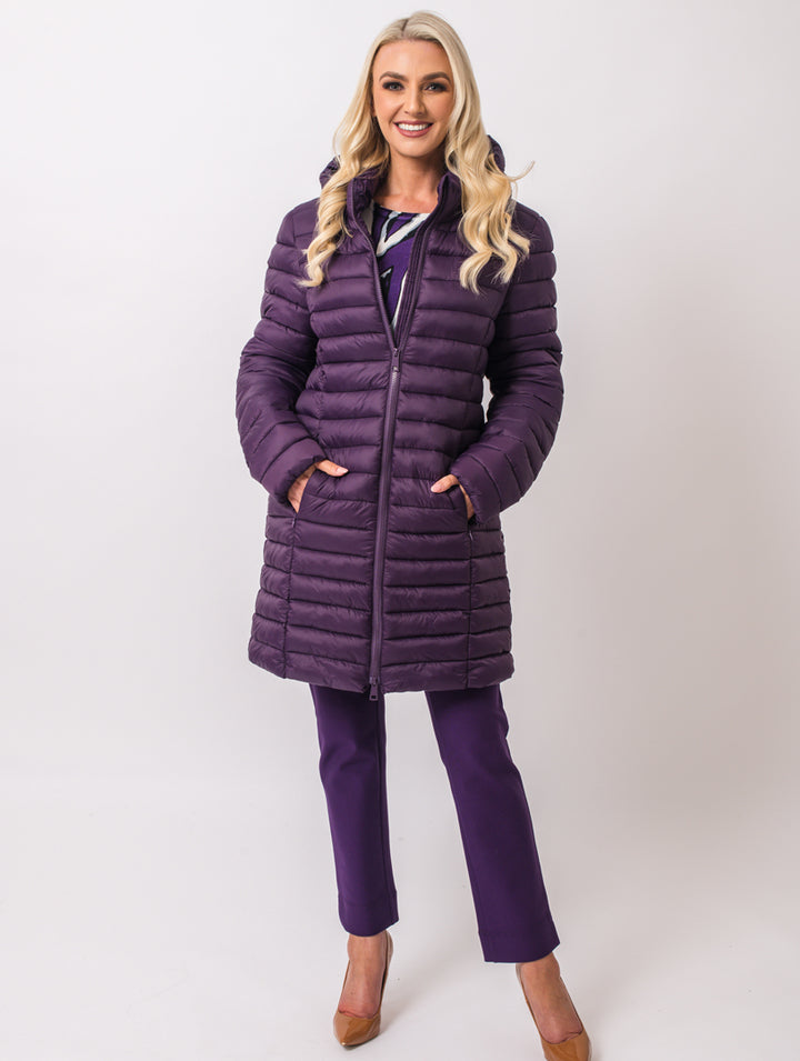 Luxury Hooded Coat - Damson