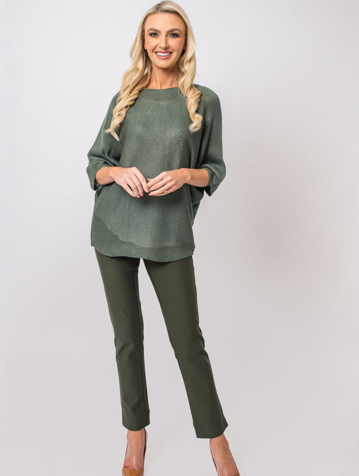 Flower Back Top - Khaki