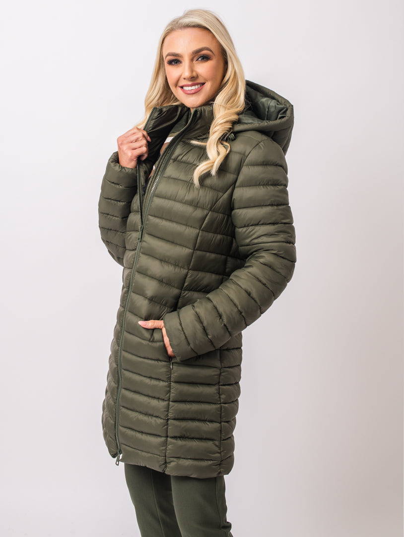 Luxury Hooded Coat - Olive