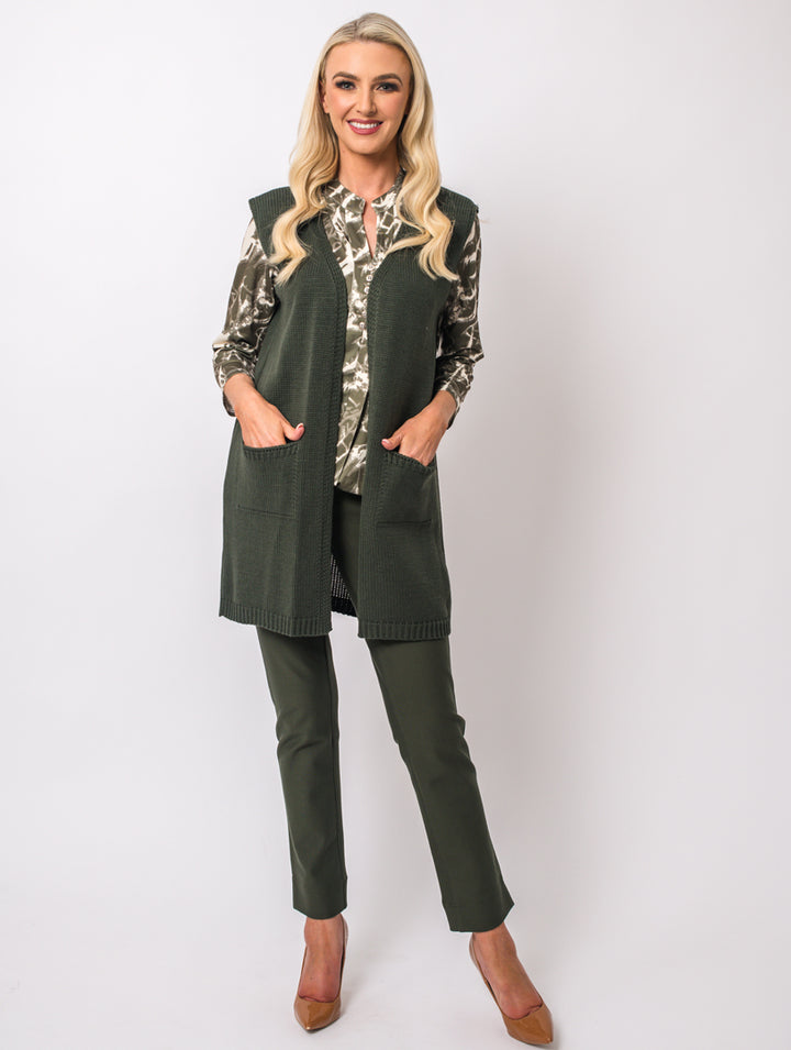 Stand Collar Blouse - Khaki