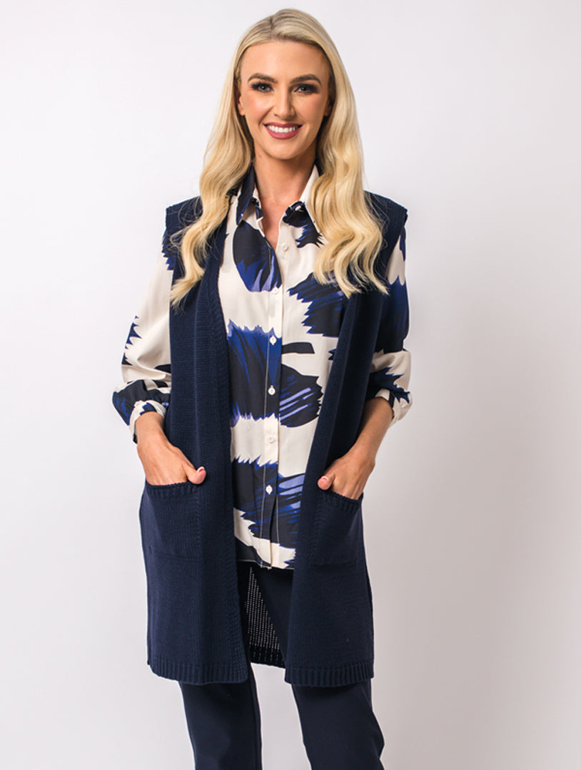 Sleeveless Cardigan - Navy