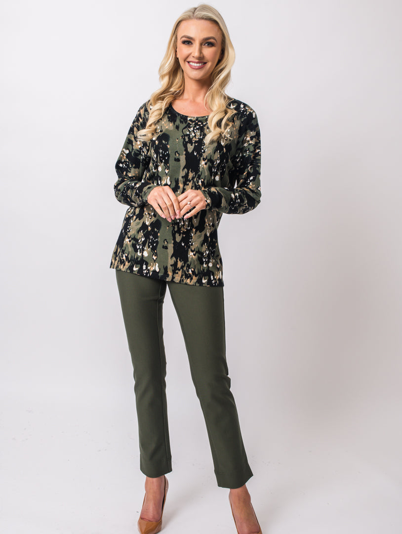 Luxury Print Knit - Olive Multi