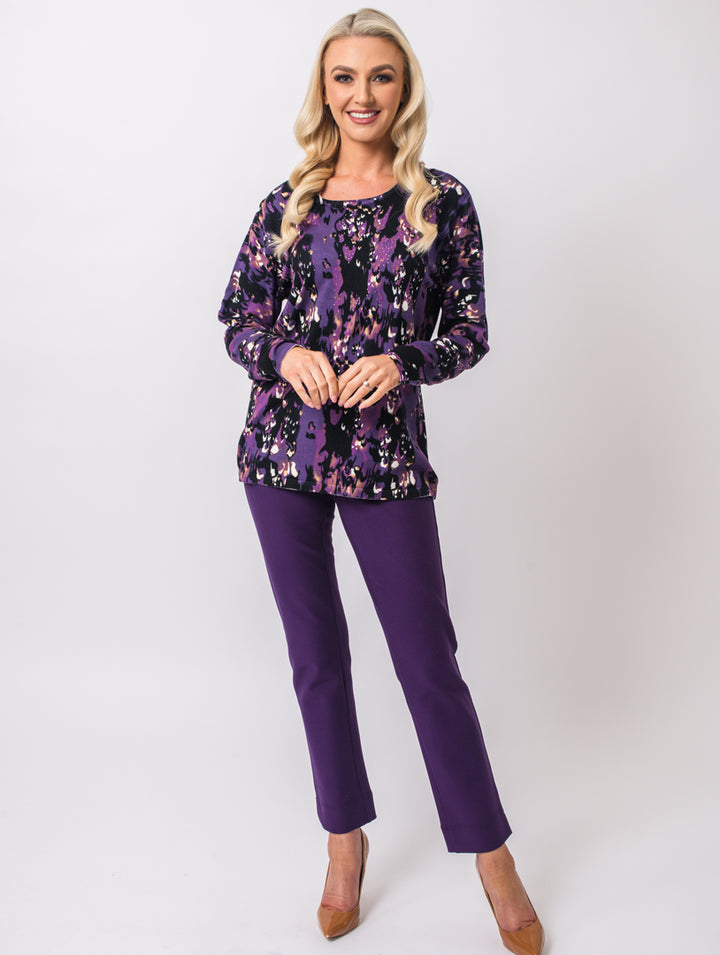 Luxury Print Knit - Damson Multi