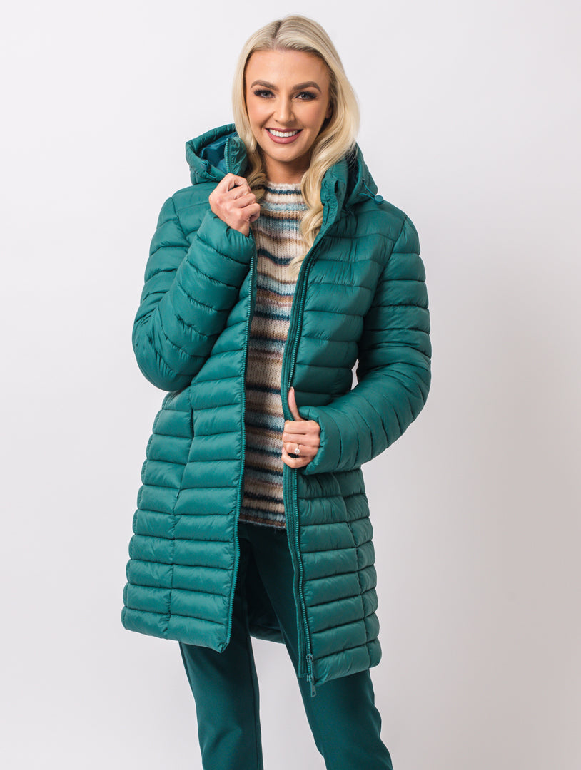Luxury Hooded Coat - Teal