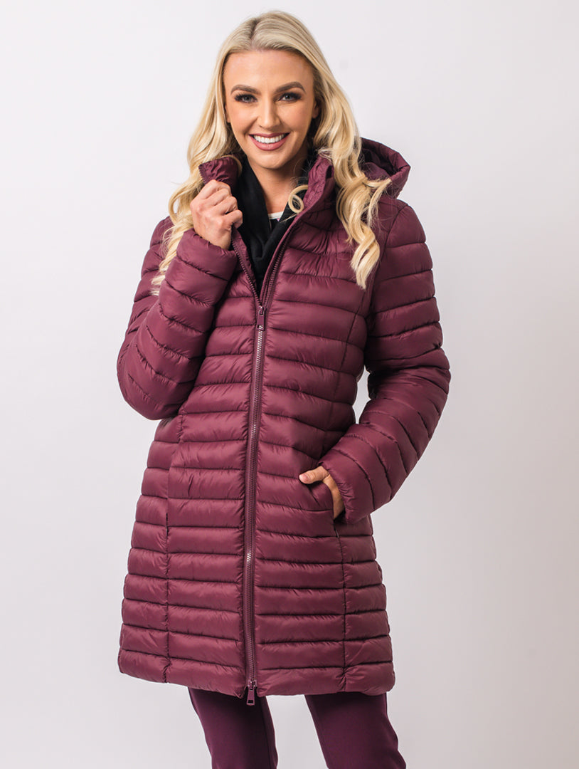 Luxury Hooded Coat - Wine