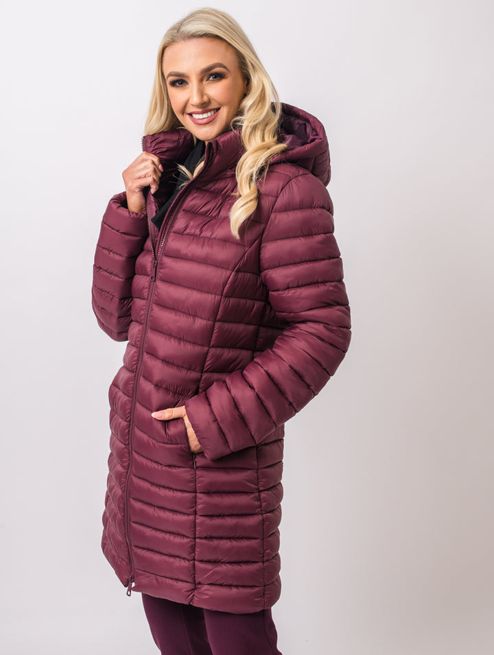 Luxury Hooded Coat - Wine