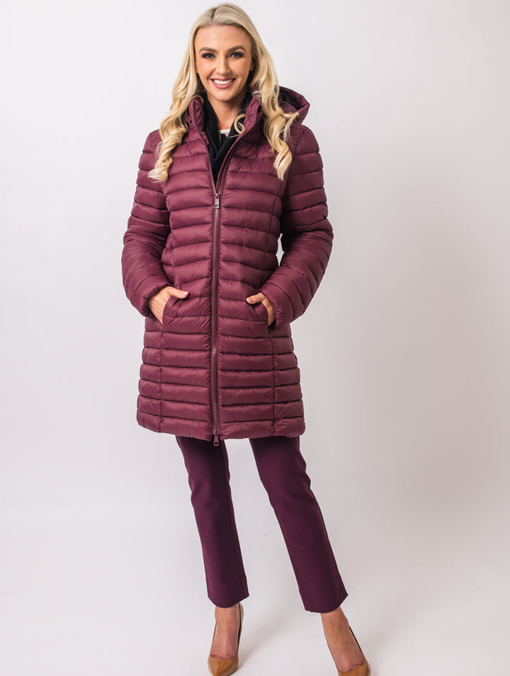 Luxury Hooded Coat - Wine